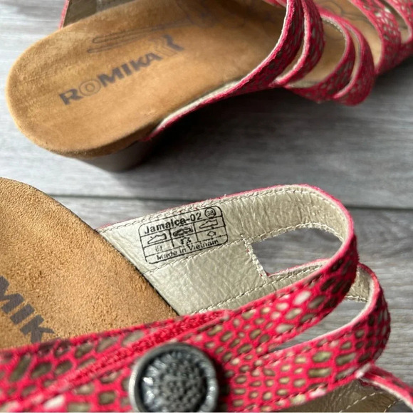 Romika  Red Metallic Wedge Sandals - Picture 8 of 15